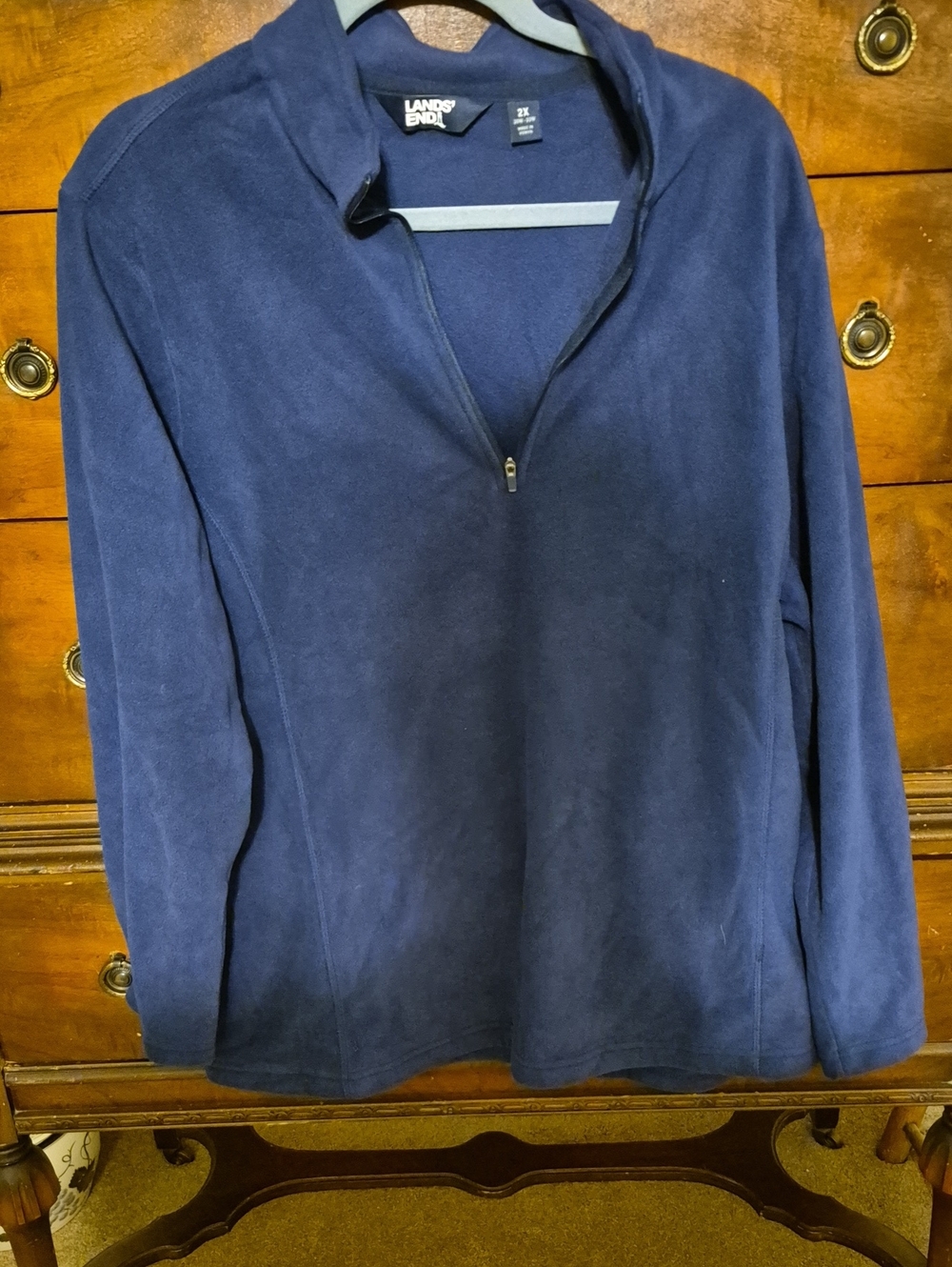 Lands' End Women's Navy Half-Zip Fleece Pullover 2x